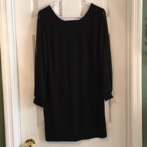 Sheer cut out sleeve glam little black dress